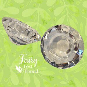 NEW Clear Glass Diamond Shaped Tea Light Candle Holders with Box